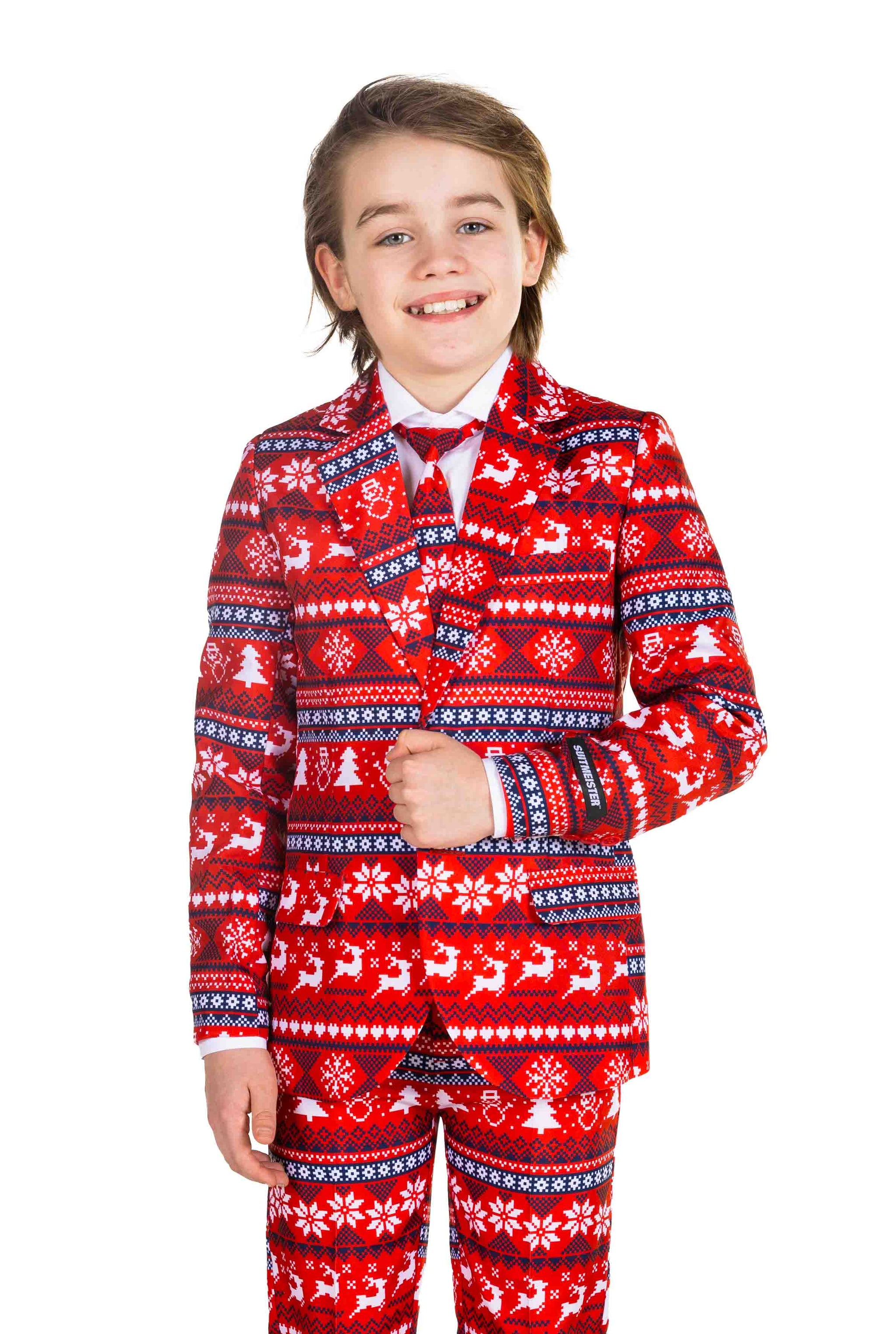 Nordic Pixel Red - Christmas suit