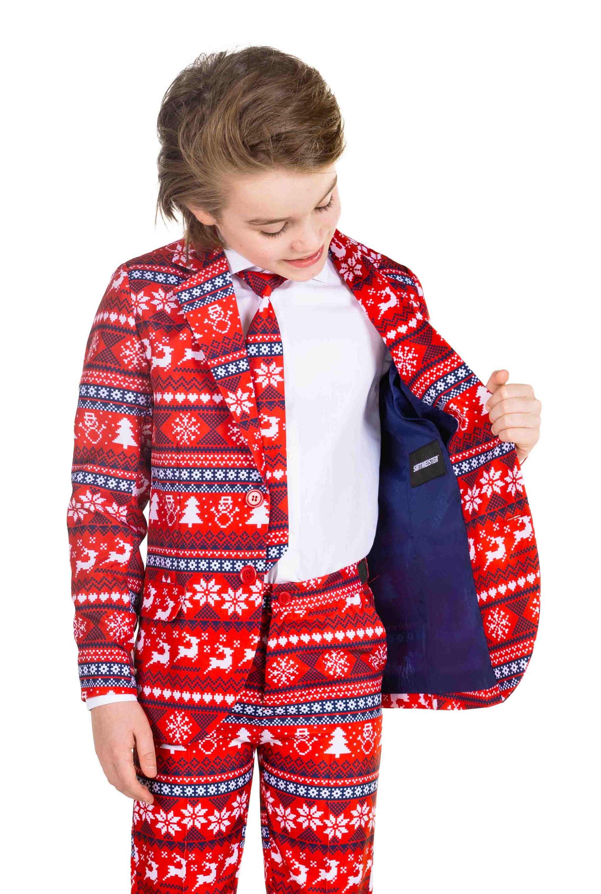 Nordic Pixel Red - Christmas suit