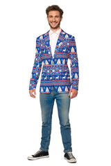 Christmas Blue Nordic Jacket - Christmas blazer