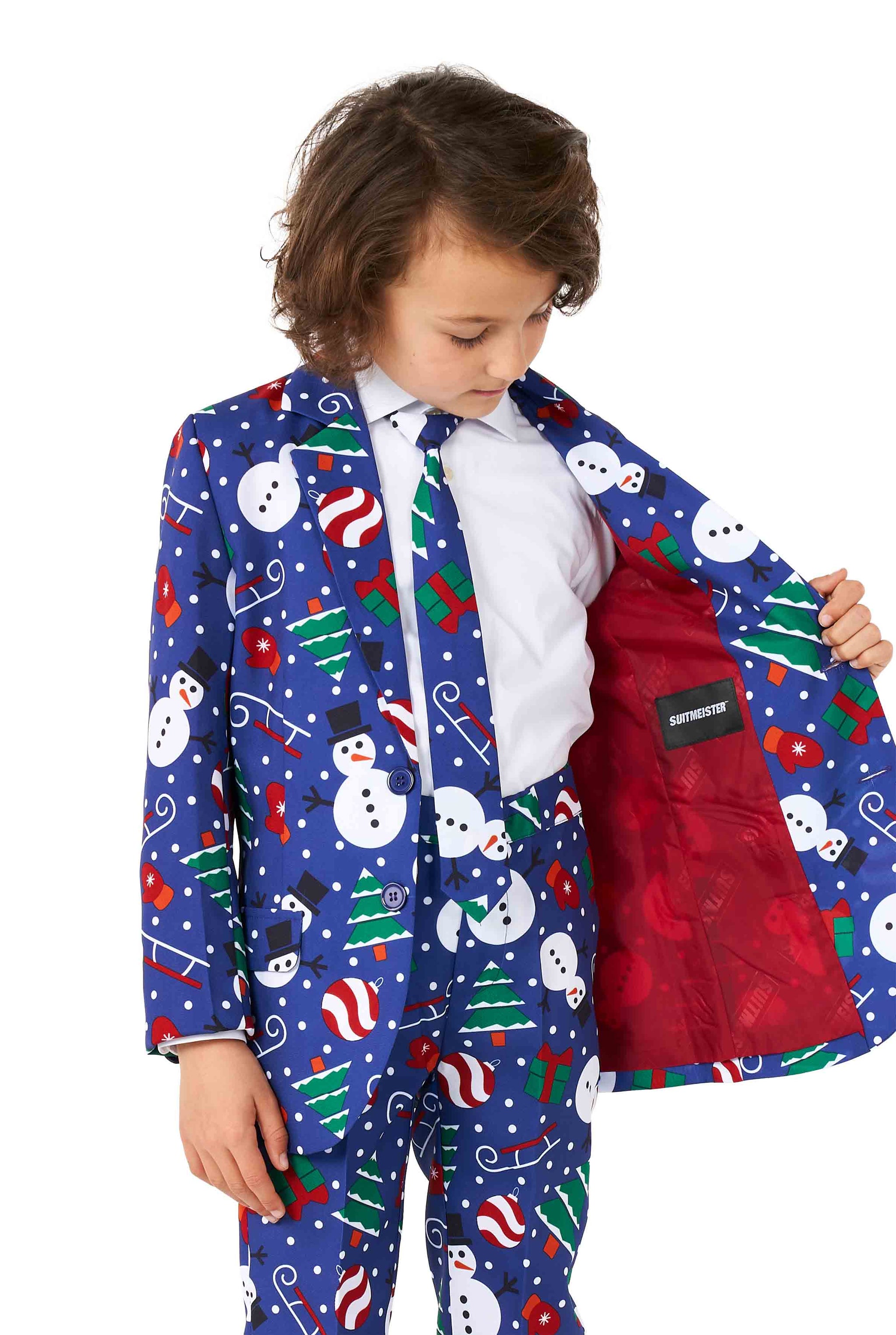 Christmas suit for Kids Festive Snowman Blue Outfit – Suitmeister