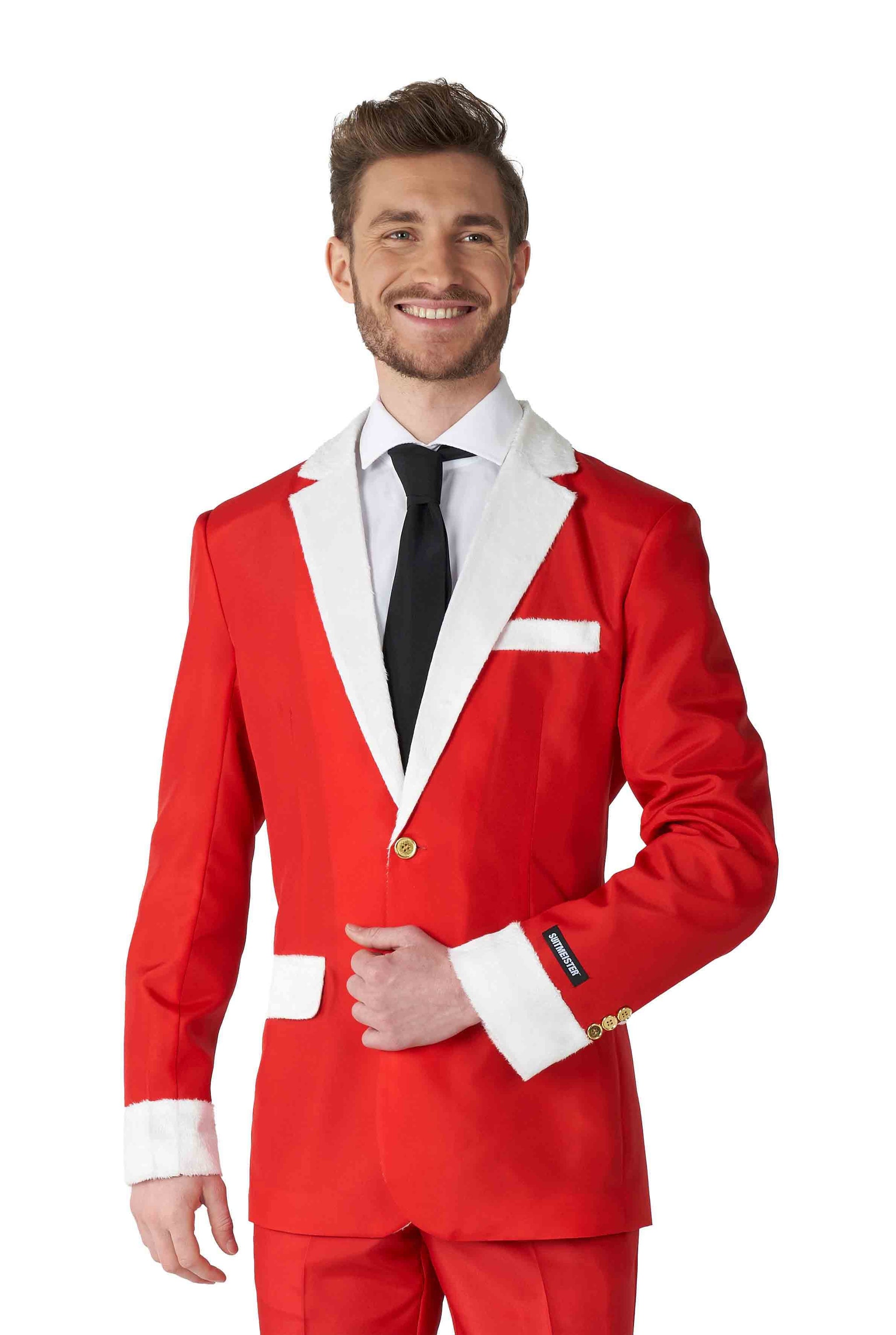 Santa Christmas Suit Stylish Faux Fur Santa Outfit – Suitmeister