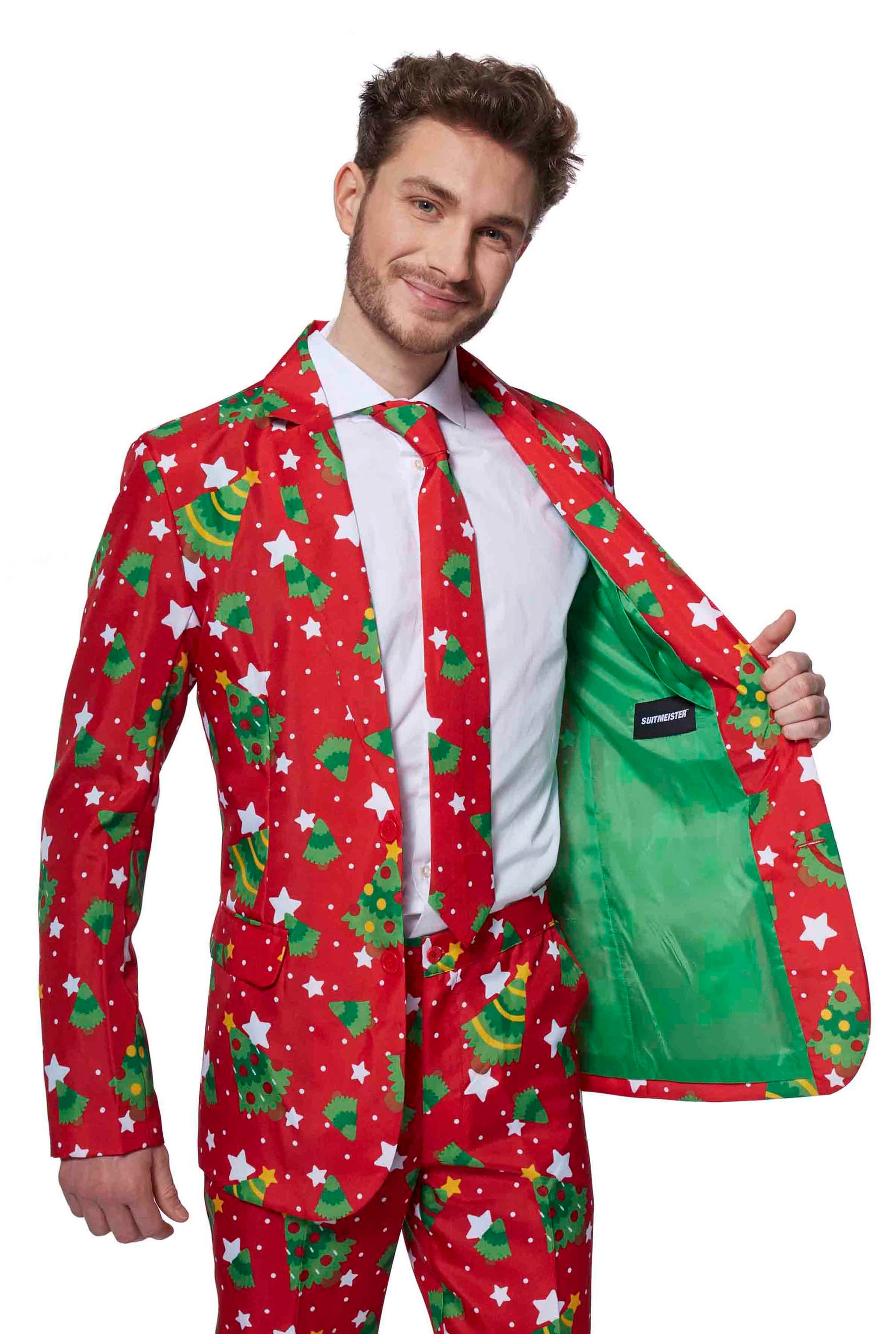 Christmas suit - Festive Red Christmas Trees Stars Suit Suitmeister Christmas suit - Festive Red Christmas Trees Stars Suit Suitmeister